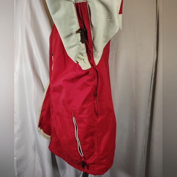 Burton Waterproof Rain/Snow Jacket, Men Red+ Cream, ZipUp, Hood,vZip Pckts, L - Picture 15 of 16